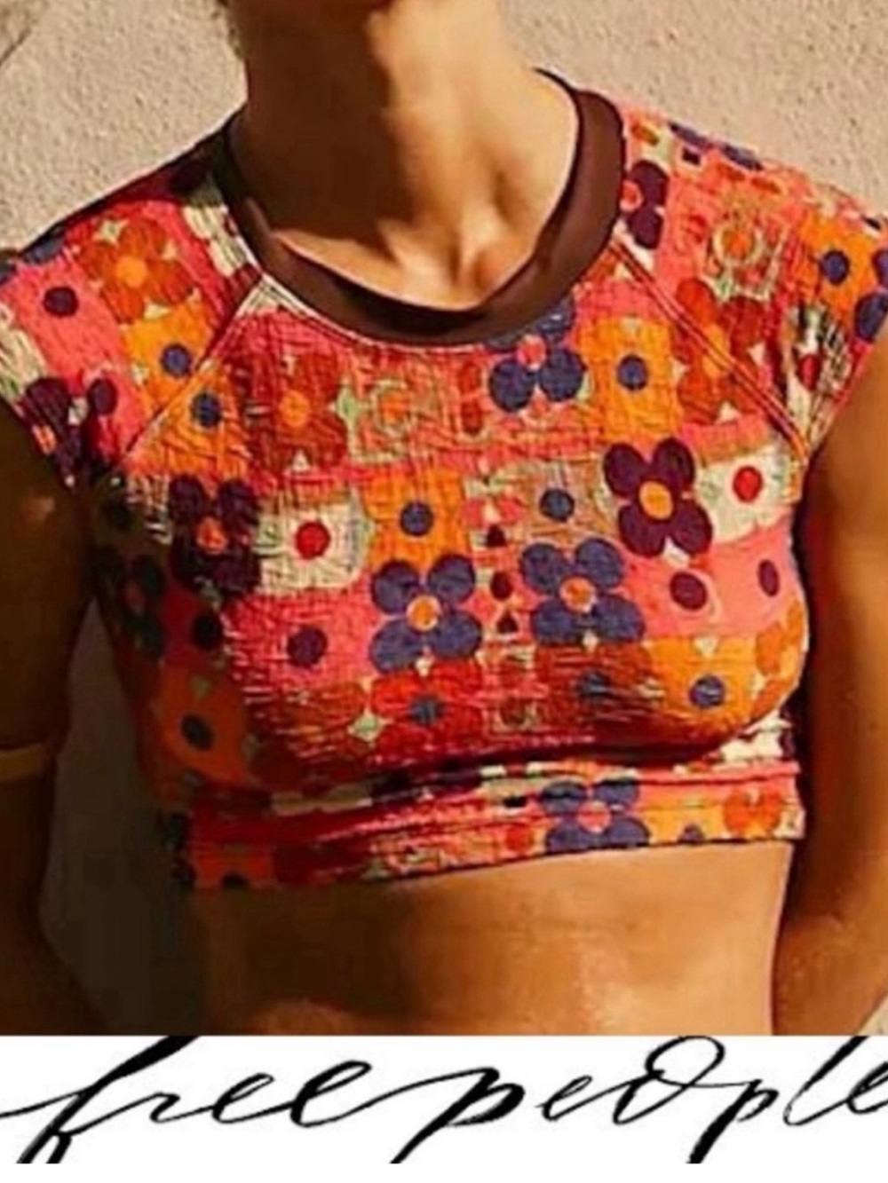 Free People Sonny Crop Swim Tee in Woodstock ❤️ NWOT Size Small
